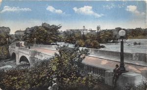 Goat Island Niagara Falls New York~Car on Bridge~Man by Lamppost~c1910 Postcard