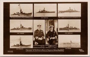 HMS Ships Vice Admiral FL Field & Rear Admiral Hubert Brand RPPC Postcard H32