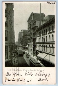 1905 St. Louis Missouri MO Vintage Postcard Olive Street West Fourth Building