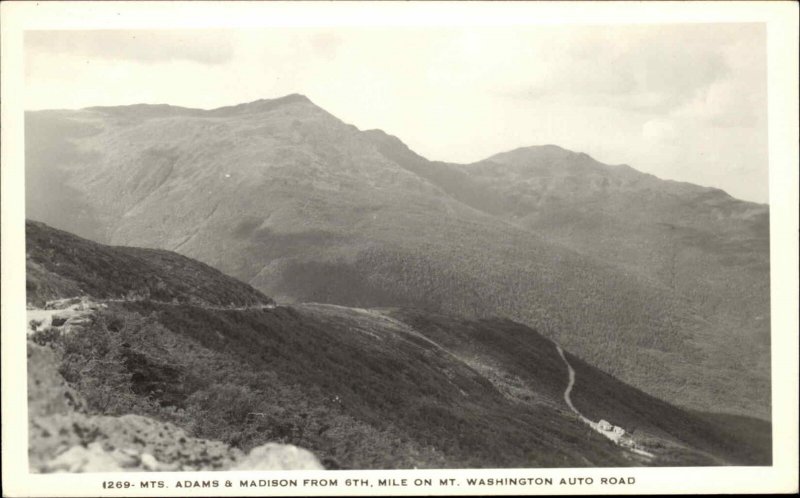 SHOREY 1269 Mts. Adams & Madison White mountains NH Real Photo Postcard