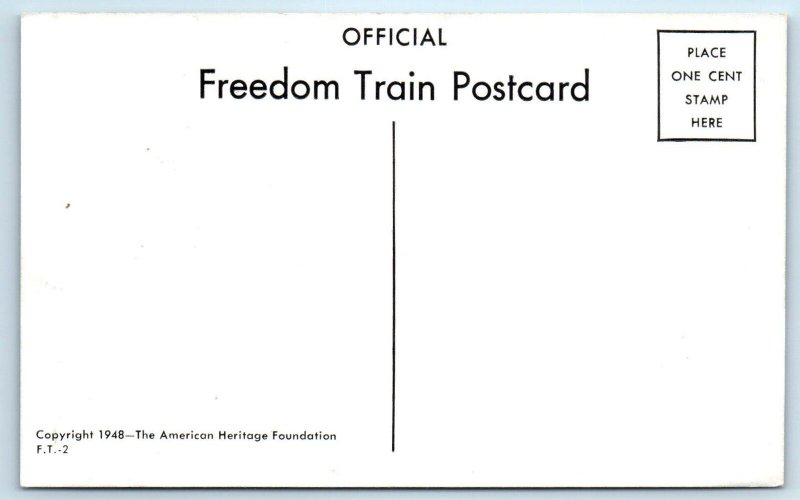 FREEDOM TRAIN Crosses AMERICA 1948  Railroad Postcard