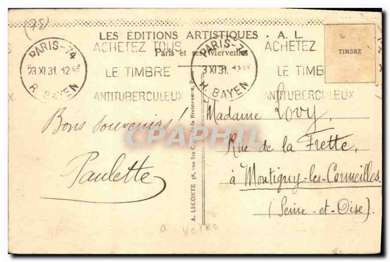 Old Postcard Paris Arc de Triomphe