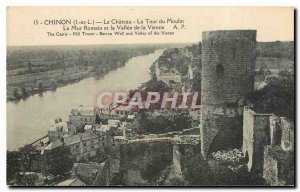 Old Postcard Chinon I and L The Chateau La Tour du Moulin The Roman Wall and ...