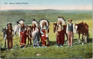 Sioux Indian Chiefs Edgemont SD Native Americans c1919 Postcard F26 