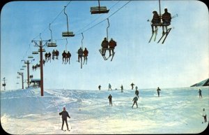 Michigan Winter Skiing Scene Chair Lifts c1950-60s Vintage Postcard