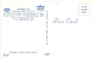 Harrisburg Pennsylvania~Congress Inn Hotel (Formerly Home Ranch Motel)~1950s Pc