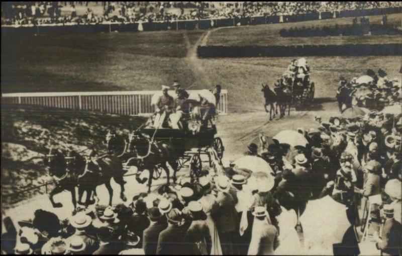 Charlottenburg Germany Cancel Crowd & Stagecoach Horses c1910 RPPC