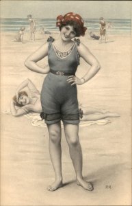 Bathing Beauties MM Vienne #553 Hand Colored #9 c1900-20s Vintage Postcard