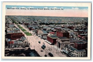 c1920's Bird's Eye View Historical French Quarter New Orleans Louisiana Postcard