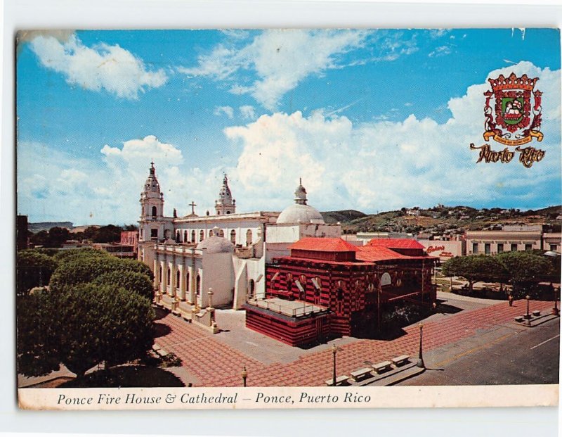 Postcard Ponce Fire House & Cathedral Ponce Puerto Rico