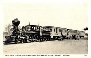 MI, Dearborn RAILROAD TRAIN~Smith Creek Station GREENFIELD VILLAGE B&W Postcard