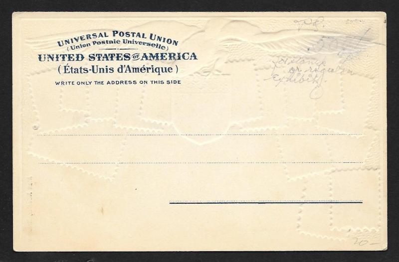 UNITED STATES Stamps on Postcard Embossed Shield Unused 1905