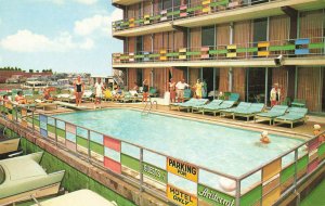 Atlantic City Aristocrat Motel Swimming Pool Old Cars Postcard