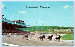 MONTICELLO RACEWAY, New York NY ~ HARNESS RACING Sullivan County 1970s Postcard