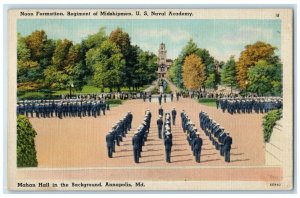 1946 Noon Formation Regiment Midshipmen US Naval Academy Annapolis MD Postcard