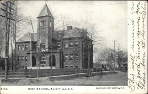 Amityville Long Island NY High School Gothic Architecture c1910 Vintage Postcard