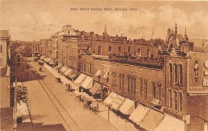 J26/ Ashland Ohio Postcard c1910 Main Street West Stores Delivery Wagon 243