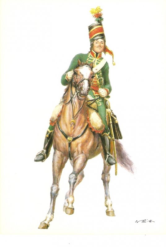 Helvetian Rep. 1803 Army. Jager zu Pferd by W.Tritt Modern German Postcard