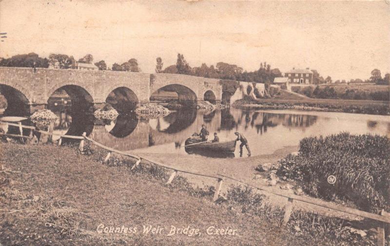 EXETER DEVON UK~COUNTESS WEIR BRIDGE POSTCARD 1911 PMK