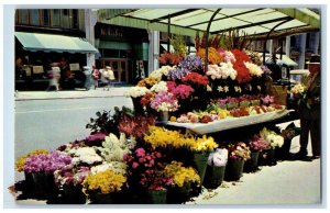 c1960's Sidewalk Flowers Stands San Francisco California CA Vintage Postcard 