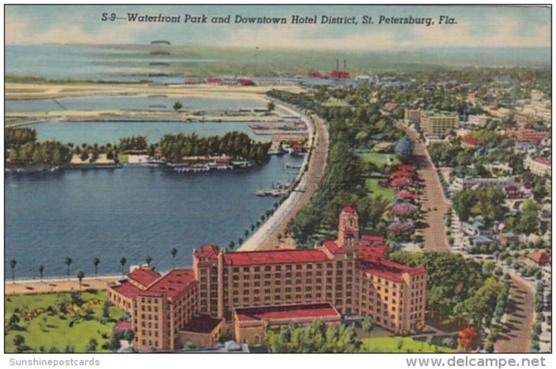 Florida St Petersburg Waterfront Park and Downtown Hotel District 1955 Curteich