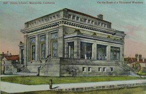 Public Library, Marysville, California Vintage Postcard P96