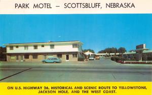 SCOTTSBLUFF NEBRASKA PARK MOTEL~HWY 26~VERNON T SCHICK OWNER POSTCARD c1960s