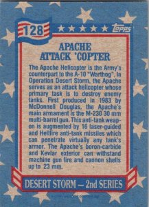 Military 1991 Topps Dessert Storm Card Apache Attack Helicopter sk21341