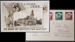 THIRD REICH ORIGINAL PROPAGANDA POSTCARD 'SAAR IS GERMAN FOR ALL TIME�...