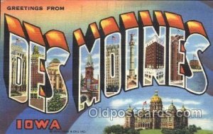 Des Moines, Iowa, USA Large Letter Town Unused 