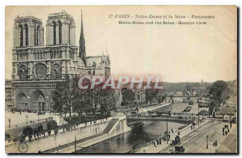Old Postcard Paris Notre Dame and the Seine Panorama