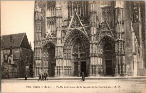 c1920 Tours France #6201 West Entrance Saint Gatianus Church Collotype Postcard 