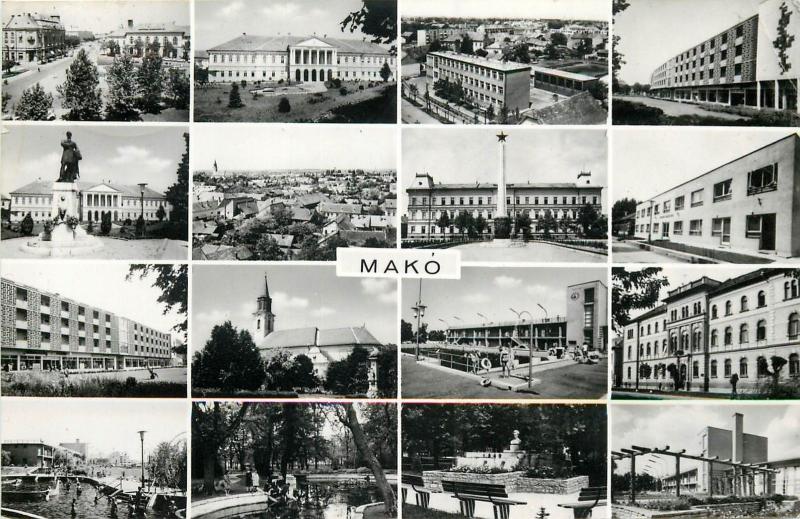 Hungary mako 1960s multi view postcard
