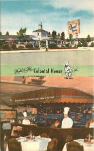 Colonial House roadside 1940s Restaurant Oxnard California Thomas postcard 9158