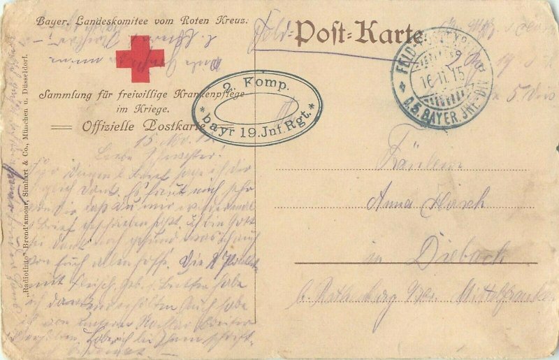 Landeskomitee vom Roten Kreuz Bayern von Hindenburg Postkarte