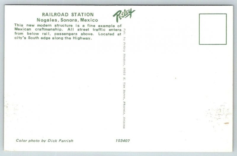 Nogales  Sonora   Mexico   Railroad Station   Postcard