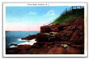 Forty Steps Newport Rhode Island RI WB Postcard N21