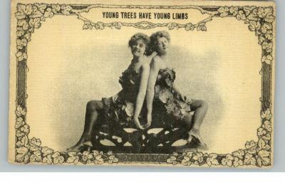 Pretty Women Dressed as Young Trees c1910 Postcard