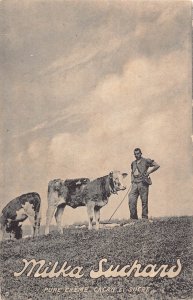 Advertising Chocolat Suchard Milka Switzerland Cattle Peasant postcard B979