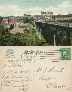 RICHMOND IN MAIN STREET BRIDGE 1910 ANTIQUE POSTCARD