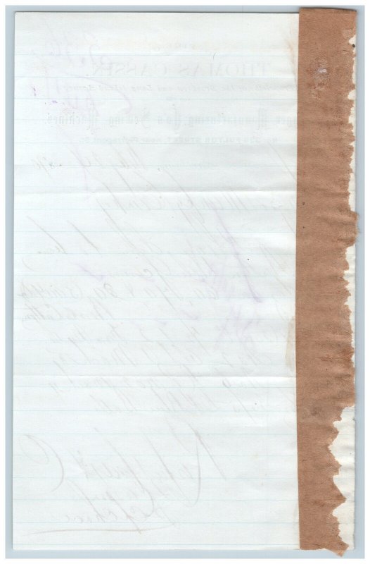 1870 Singer Sewing Machine Manufacturing Co. Thomas Cassin Correspondence