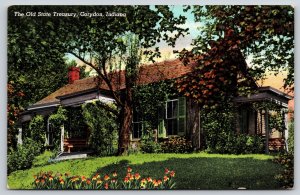 Corydon Indiana~Old State Treasury~Ivy Covered Home~1940 Linen Postcard