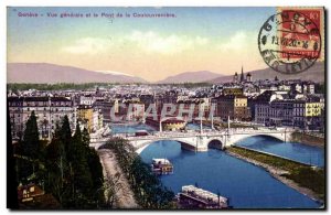 Postcard Old Geneva General view and Bridge Coulouvreniere