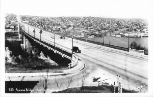 Postcard RPPC Washington Seattle Aurora Bridge automobiles Johnston 23-13263