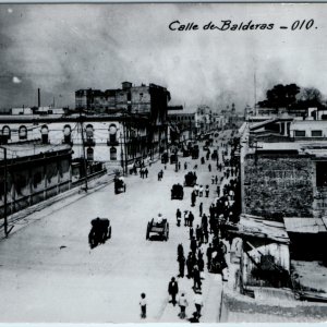 c1940s Mexico City Calle de Balderas RPPC Postcard Street Scene People Carriage