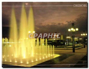 Modern Postcard Grenoble Isere Fountain Station Illuminee
