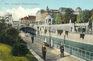 Austria Vienna city park vintage postcard