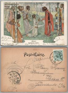 WIENER RATHAUSKELLER WIEN AUSTRIA RESTAURANT 1901 ANTIQUE POSTCARD BAVARIA stamp