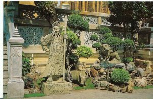 Thailand Postcard - Chinese Style Stone Statue at Wat Phra Kaeo, Bangkok  ZZ115