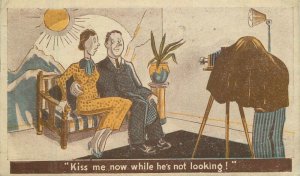 1945 Photographer Camera Studios romance comic humor Postcard 22-7296